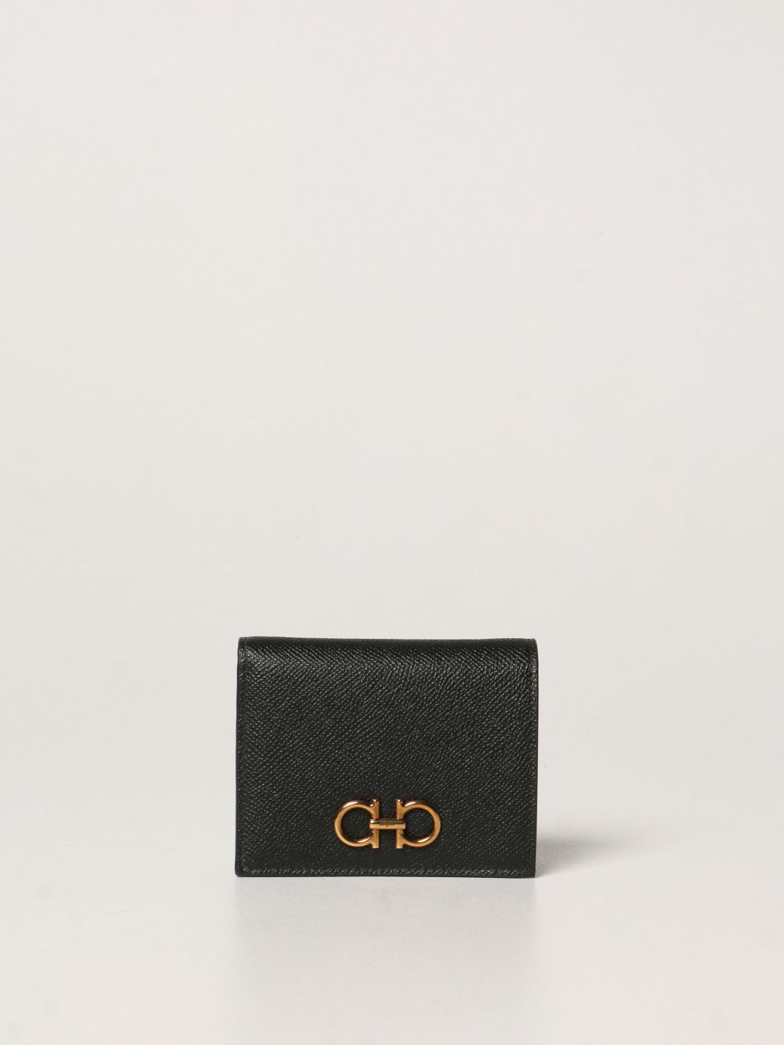 Wallet Salvatore Ferragamo: Salvatore Ferragamo Gancini purse in grained leather black 1