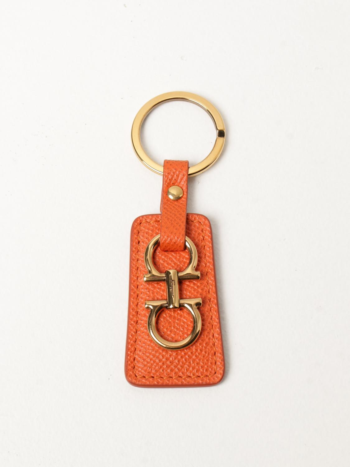 SALVATORE FERRAGAMO Gancini leather keychain Orange Salvatore
