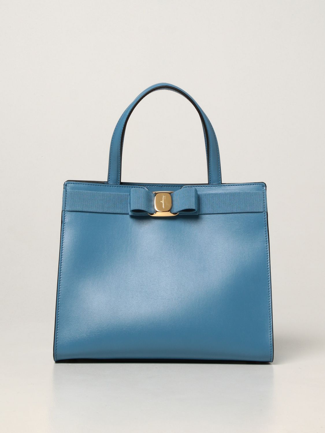 Handbag Salvatore Ferragamo: Salvatore Ferragamo Vara leather handbag sky blue 1