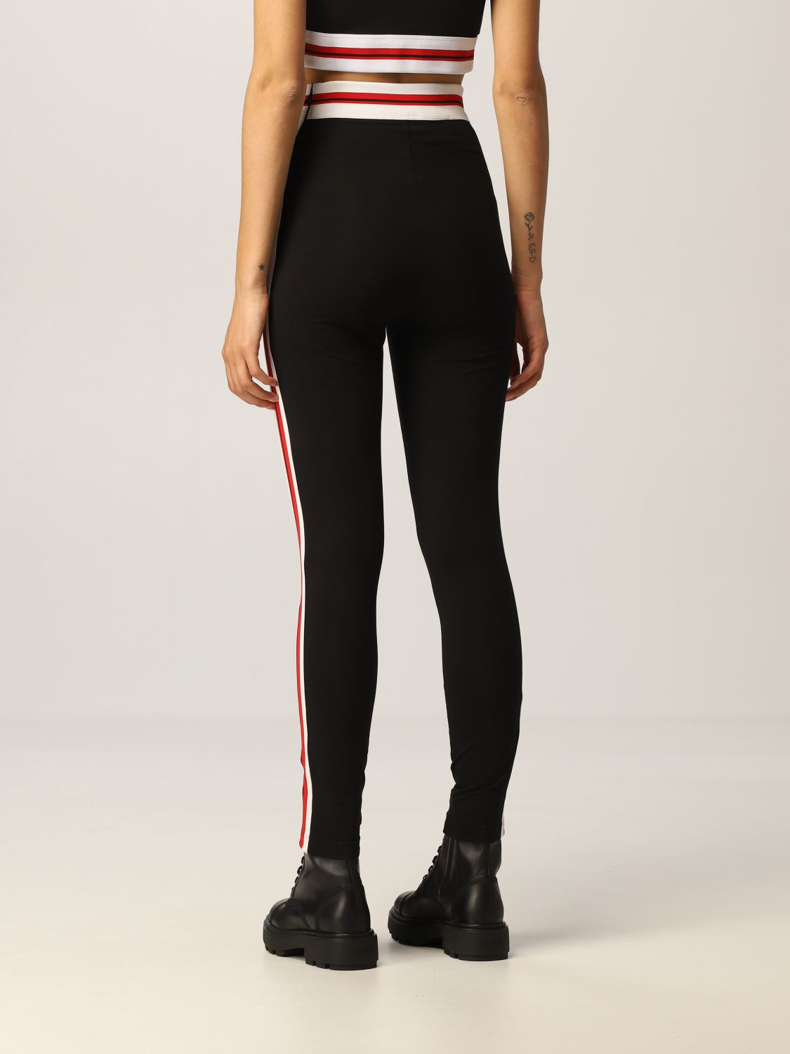 Pants Miu Miu: Miu Miu leggings in stretch cotton with logo black 3
