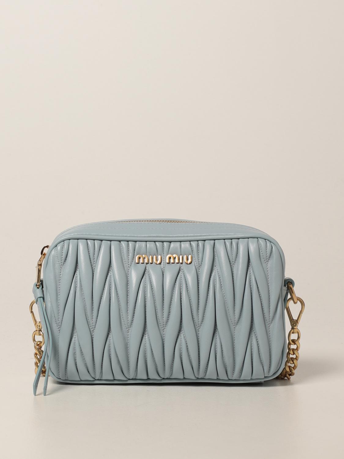 MIU MIU brick bag in quilted nappa leather Gnawed Blue Crossbody