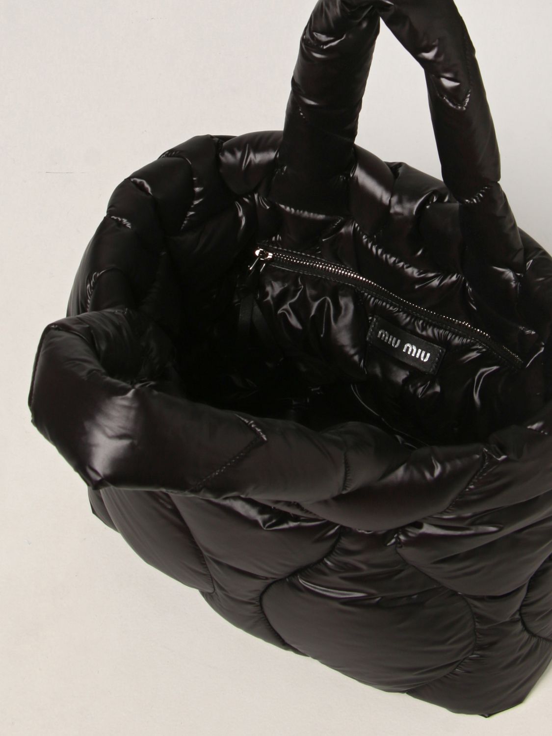 Tote bags Miu Miu: Miu Miu shopping bag in quilted nylon black 5