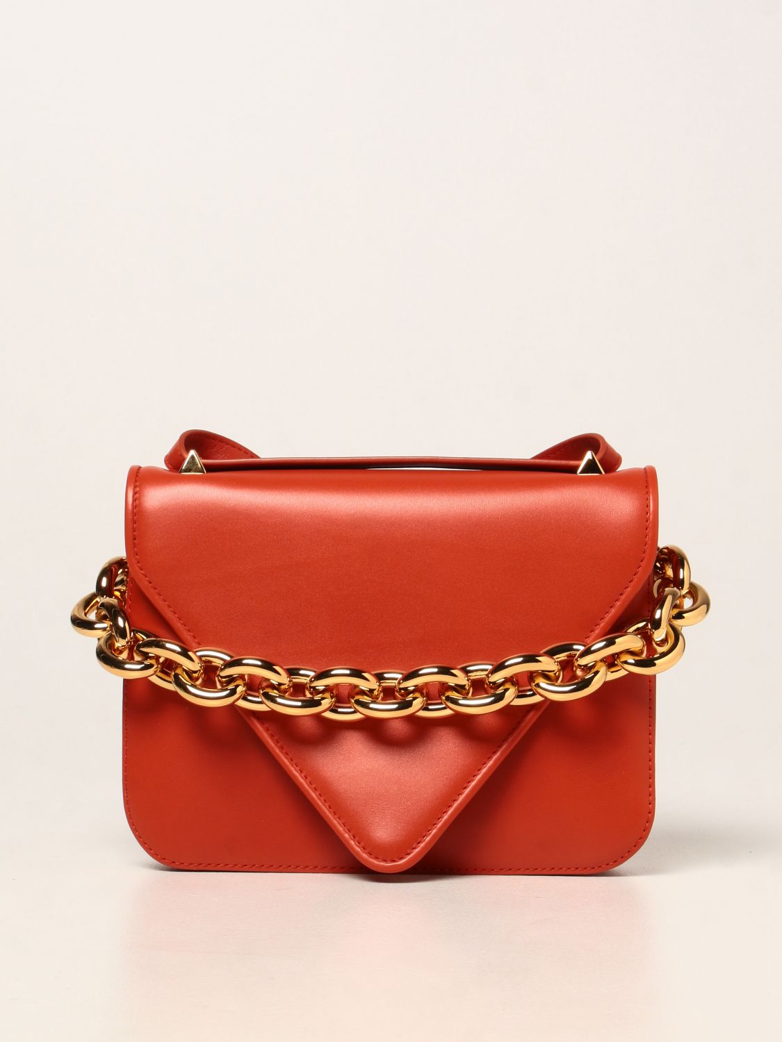 BOTTEGA VENETA: Mount bag in leather with chain detail - Burnt ...