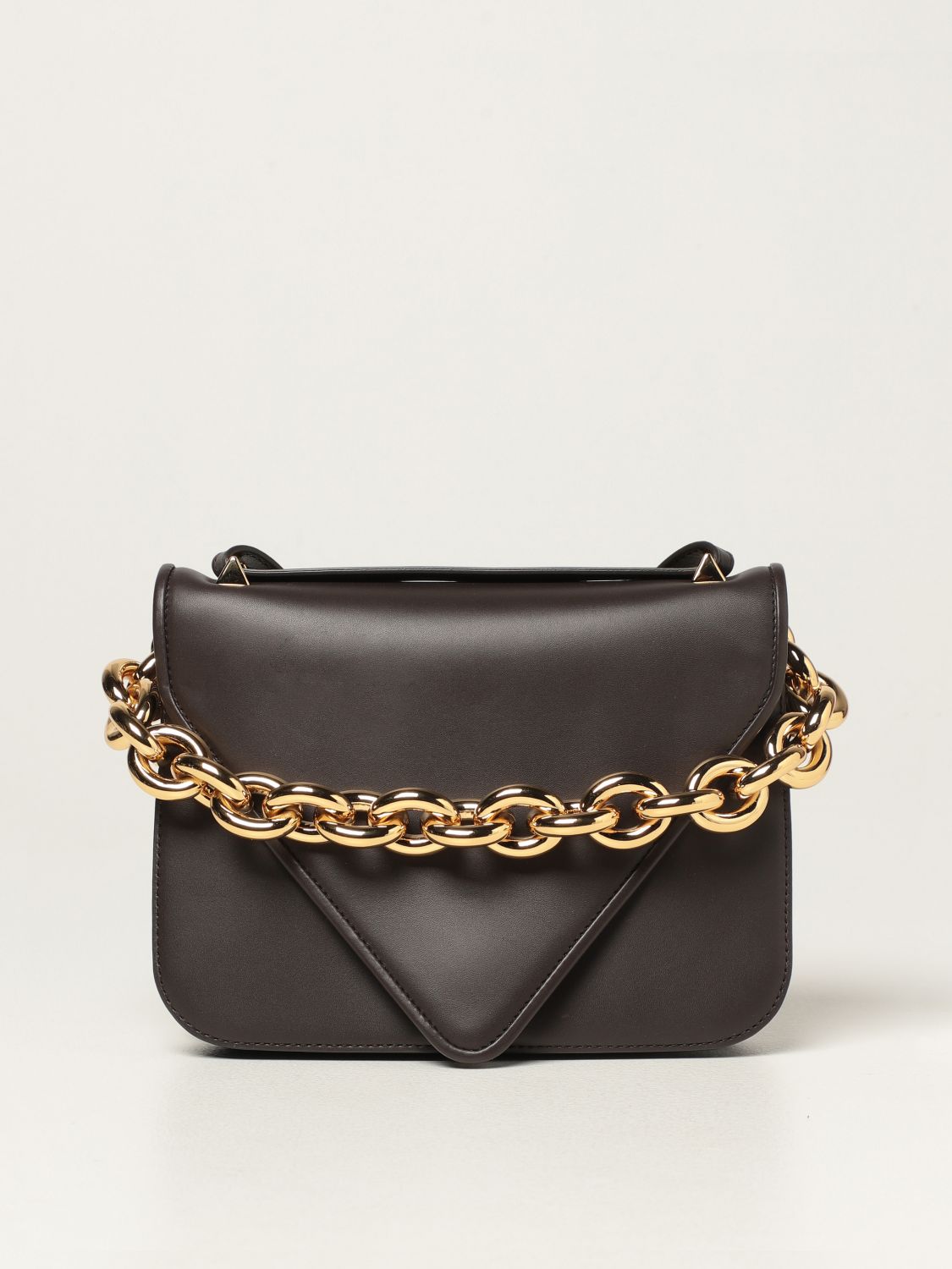 Bottega Veneta Mount Bag In Leather With Chain Detail In Dark | ModeSens