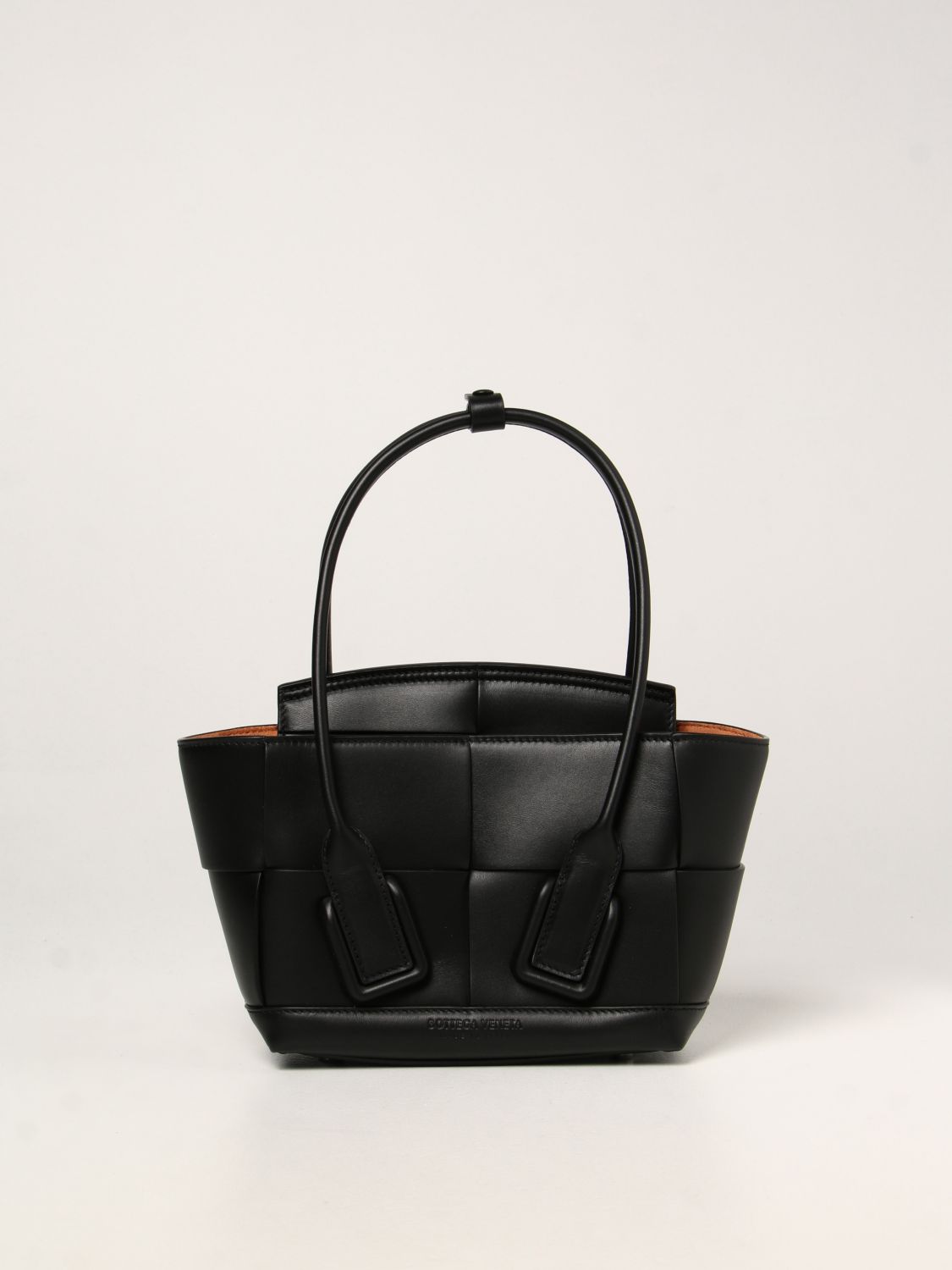 BOTTEGA VENETA: mini Arco bag in woven macro leather - Black | Bottega ...