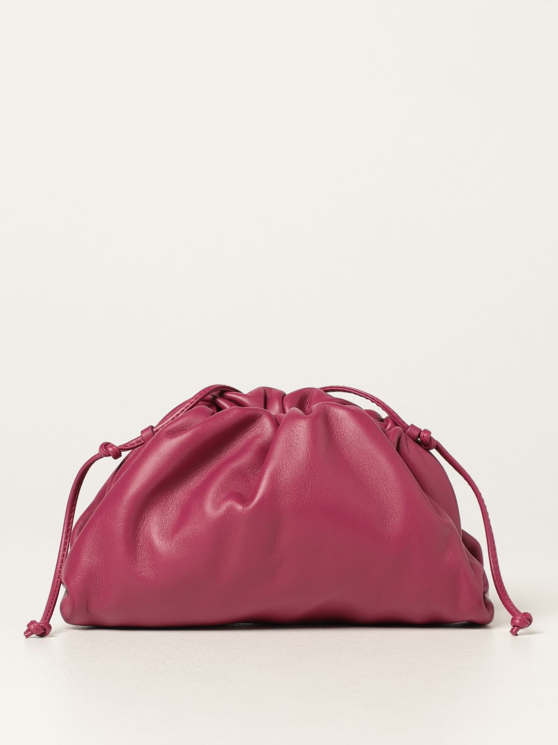 BOTTEGA VENETA: mini pouch clutch in nappa leather - Cyclamen | Bottega ...