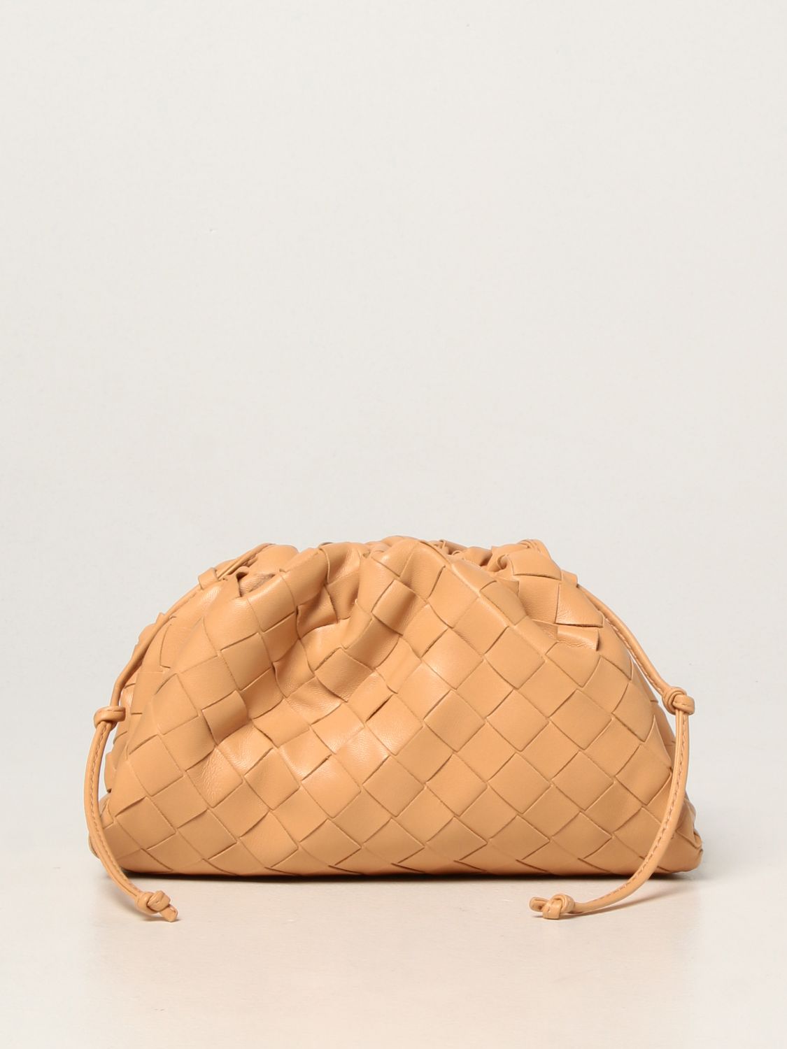 Bottega Veneta Padded Woven Clutch Bag w/ Strap, Camel, Women's, Clutches & Small Handbags Clutches Pouches & Wristlets