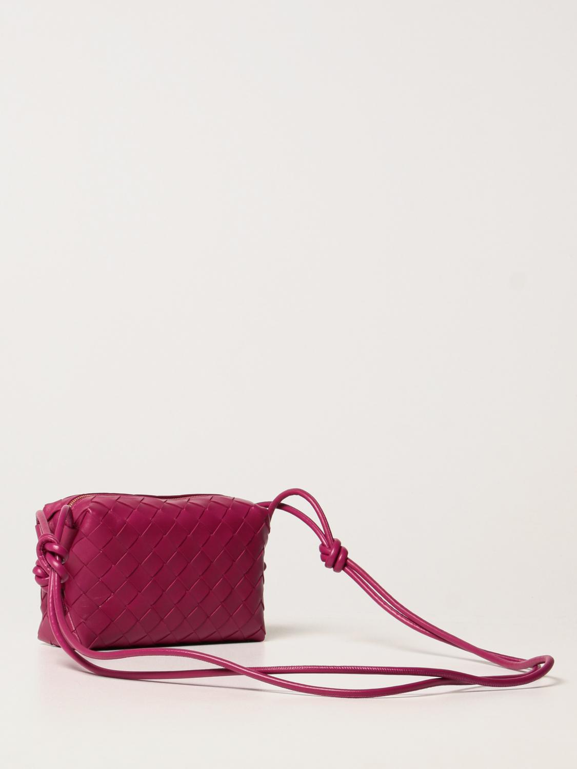 BOTTEGA Crossbody Pouch bag in woven nappa leather Cyclamen