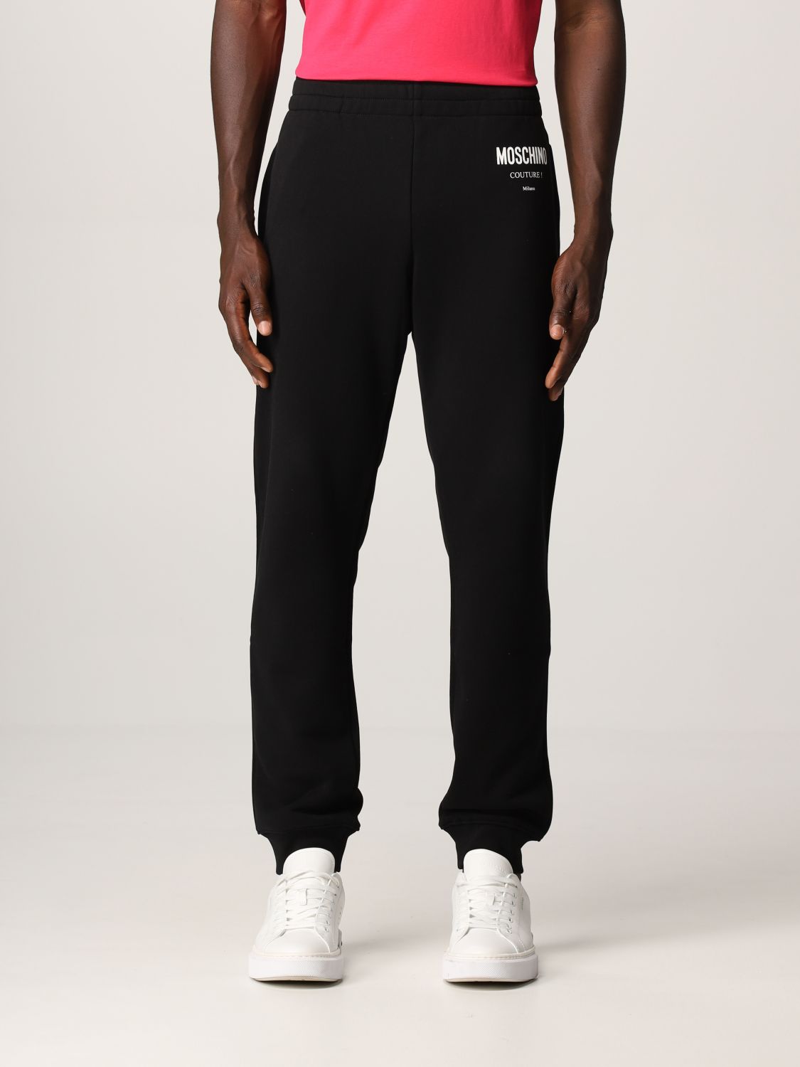 MOSCHINO COUTURE: cotton jogging pants - Black | Moschino Couture pants ...