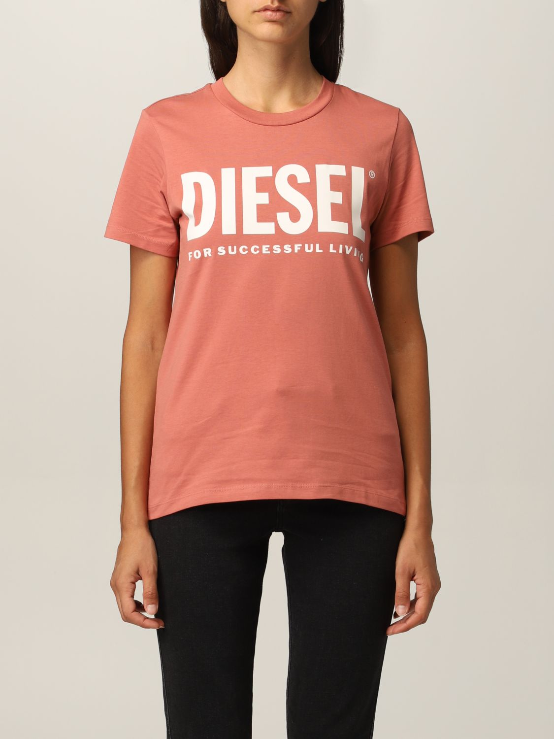 T-shirt Diesel: T-shirt Diesel in cotone con logo rosa 1