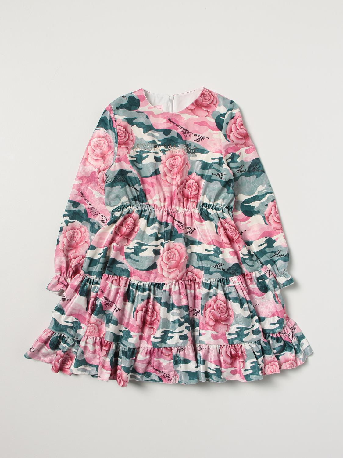 MISS BLUMARINE: Abito con fantasia a fiori - Rosa | Abito Miss Blumarine  MBL4330 GIGLIO.COM