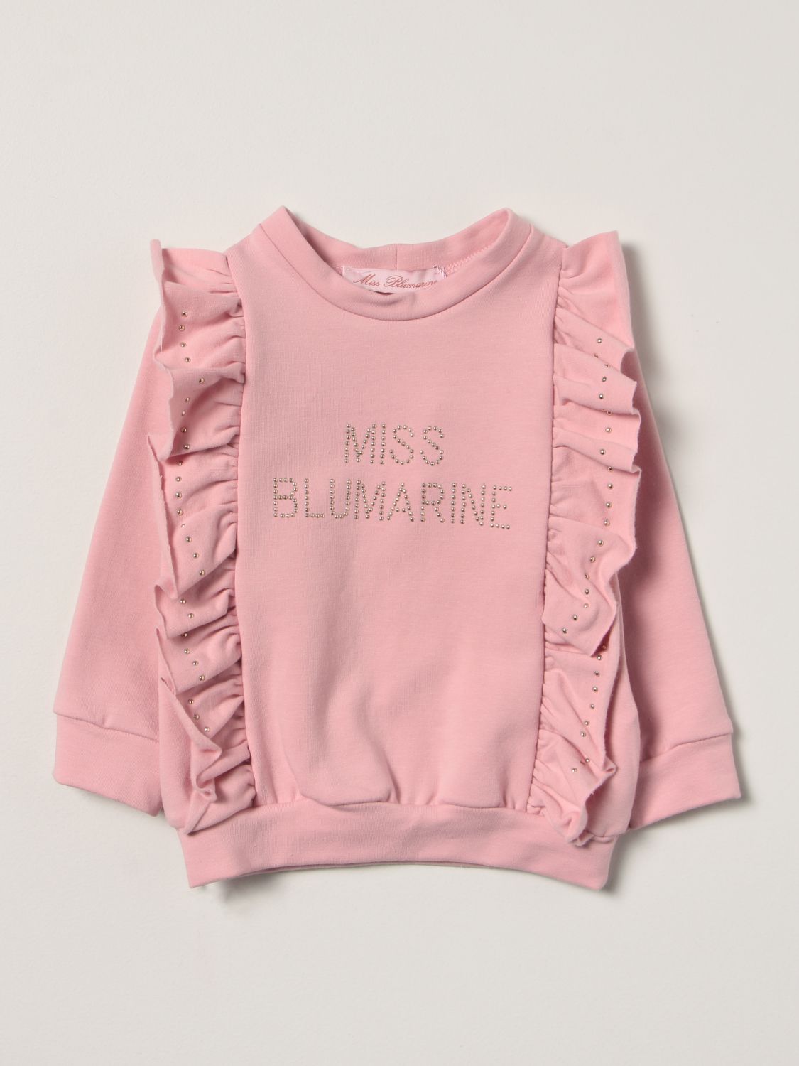 Maglia Miss Blumarine: Maglia Miss Blumarine con rouches e micro borchie rosa 1