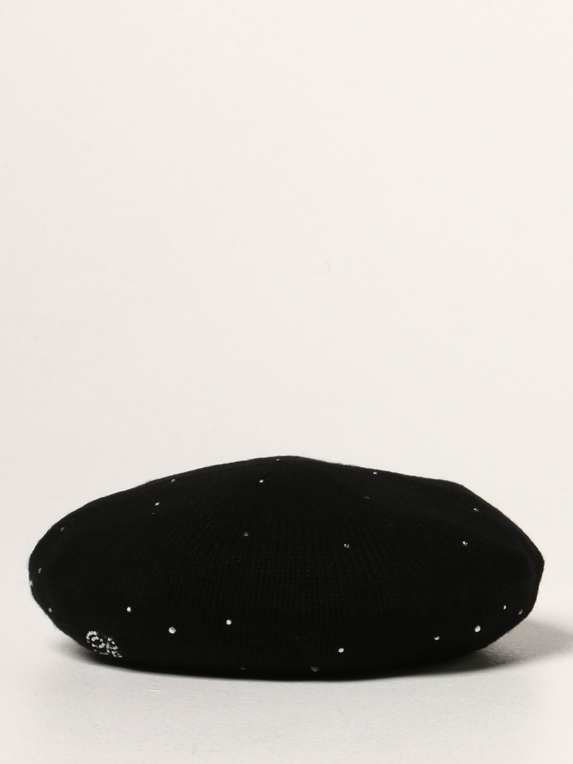 Girls' hats Miss Blumarine: Miss Blumarine beret hat in viscose blend black 1