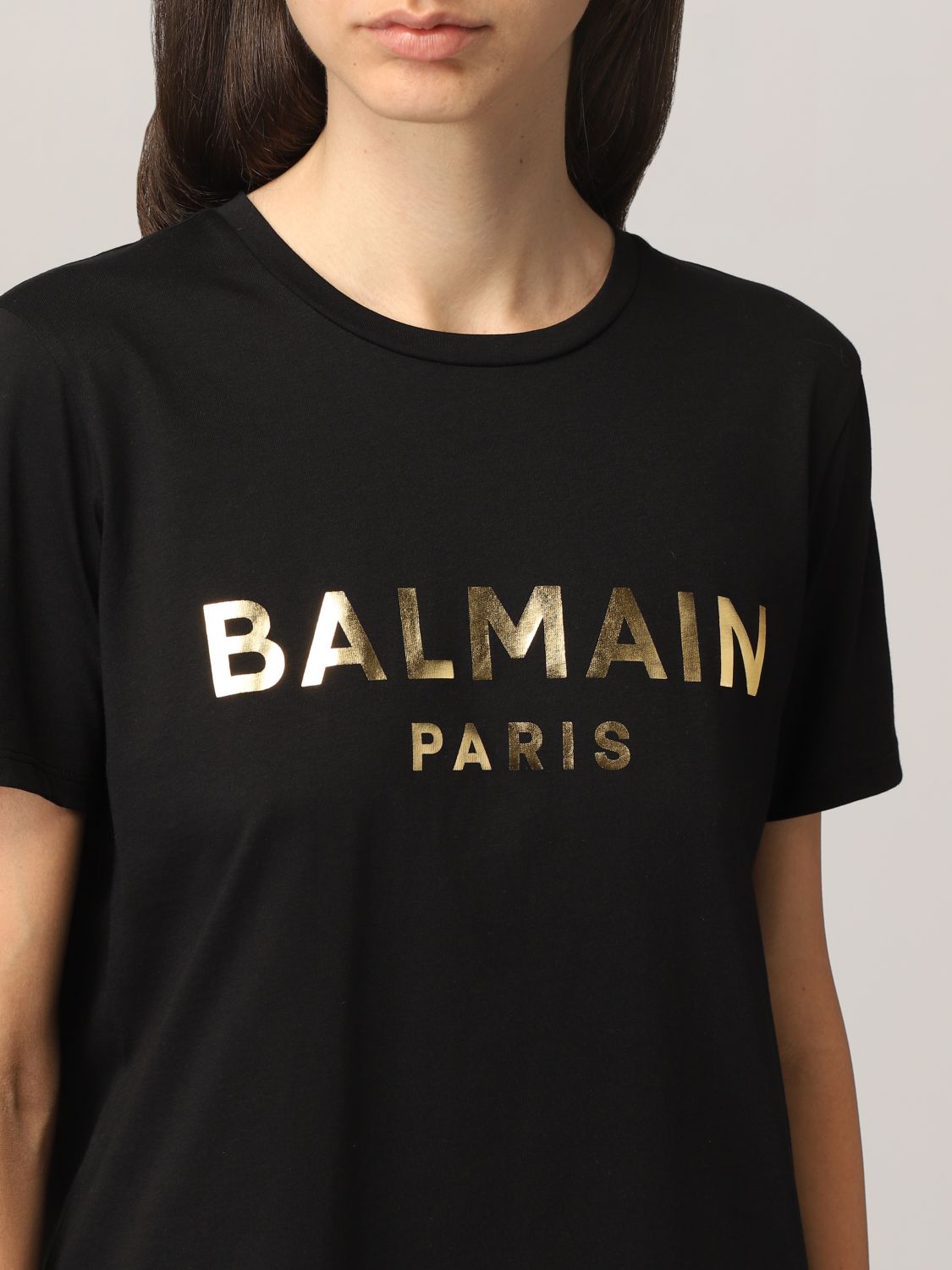 BALMAIN：Tシャツ レディース - ブラック | GIGLIO.COMオンラインの