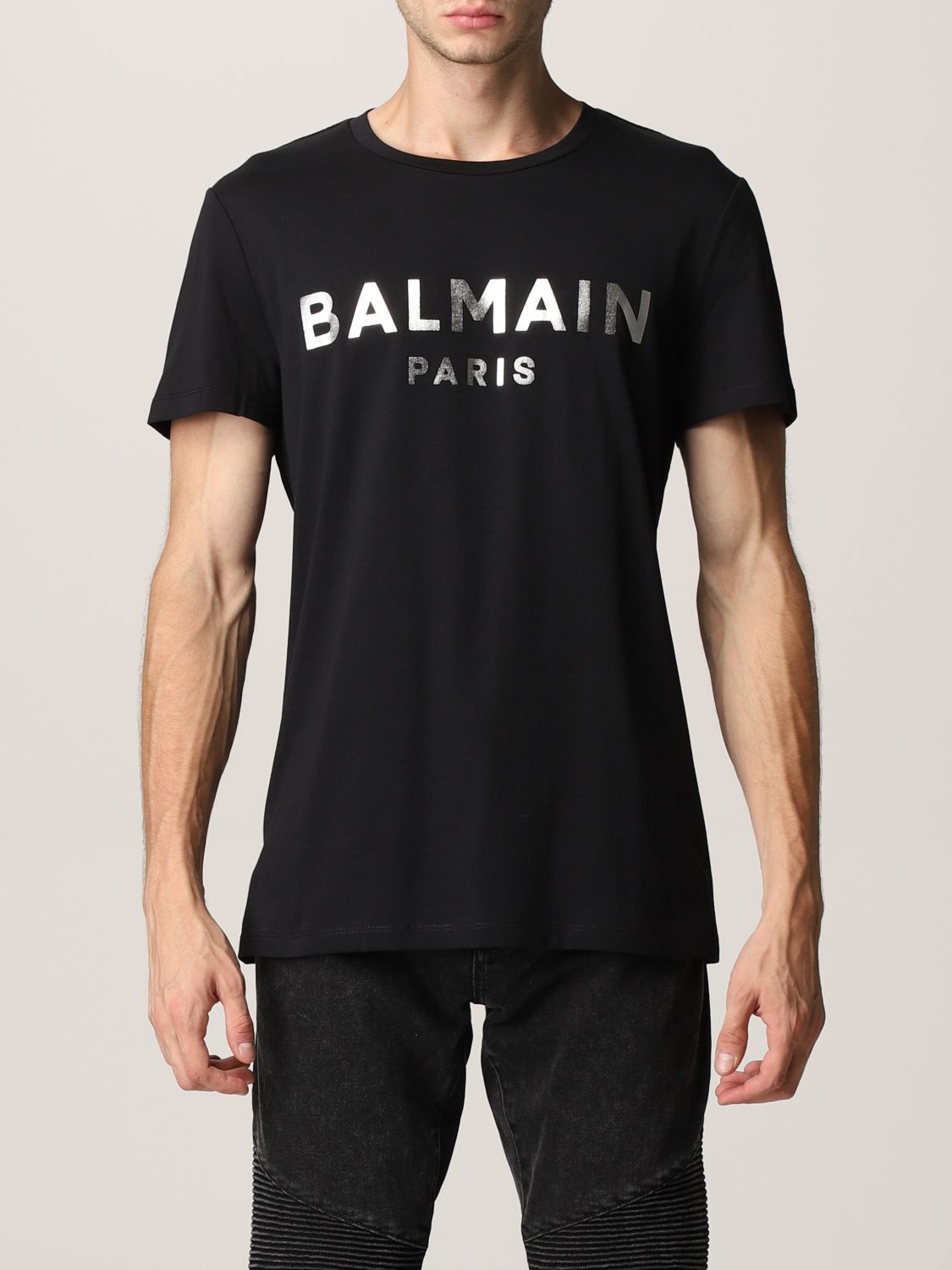 BALMAIN: cotton t-shirt with logo Black 1 | Balmain t-shirt WH1EF000B121 online on