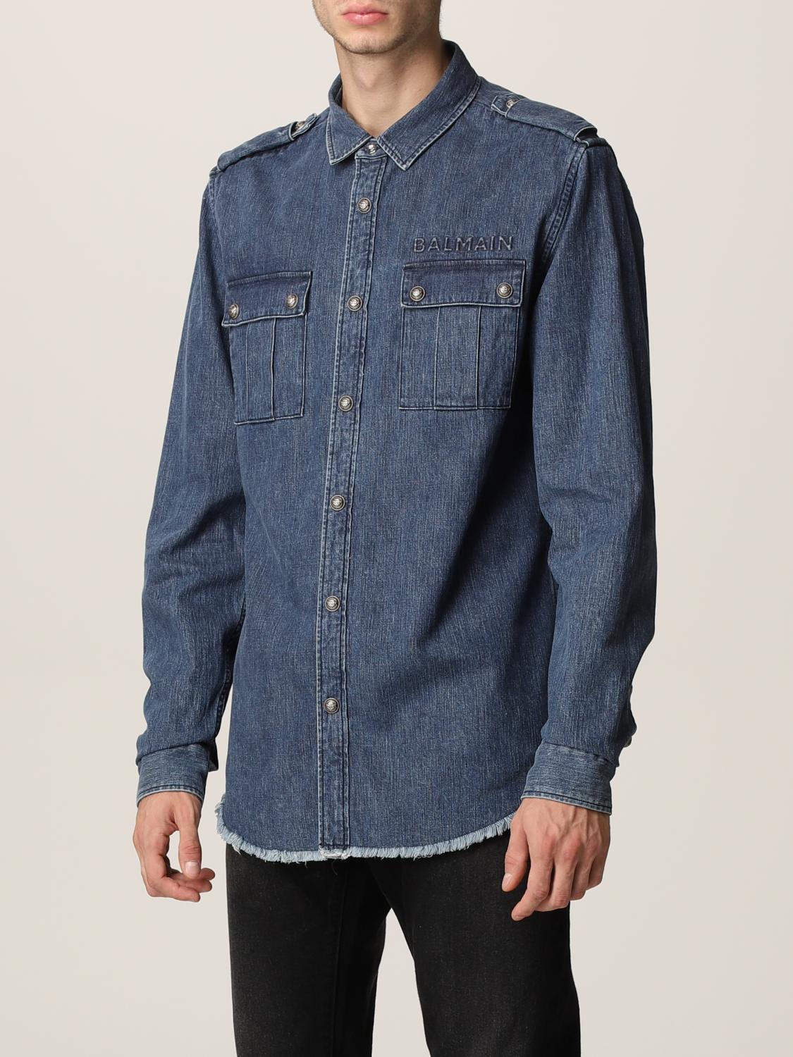 BALMAIN Denim Shirt Denim Shirt Balmain WH1HC030145D GIGLIO COM BALMAIN Denim Shirt Denim Shirt Balmain WH1HC030145D GIGLIO COM