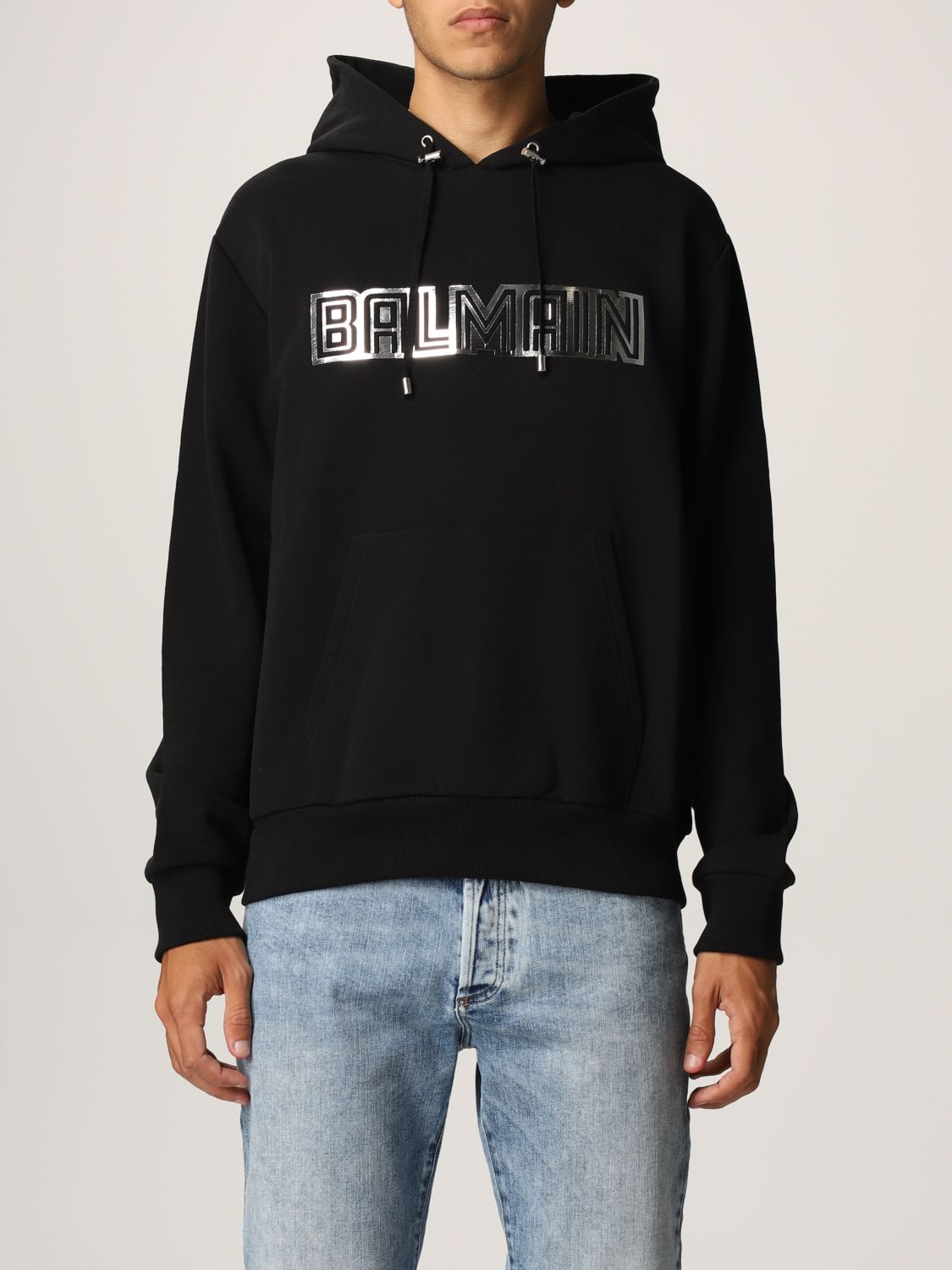 data omvendt melodramatiske BALMAIN: hoodie with logo | Sweatshirt Balmain Men Black | Sweatshirt  Balmain WH0JR002B160 GIGLIO.COM