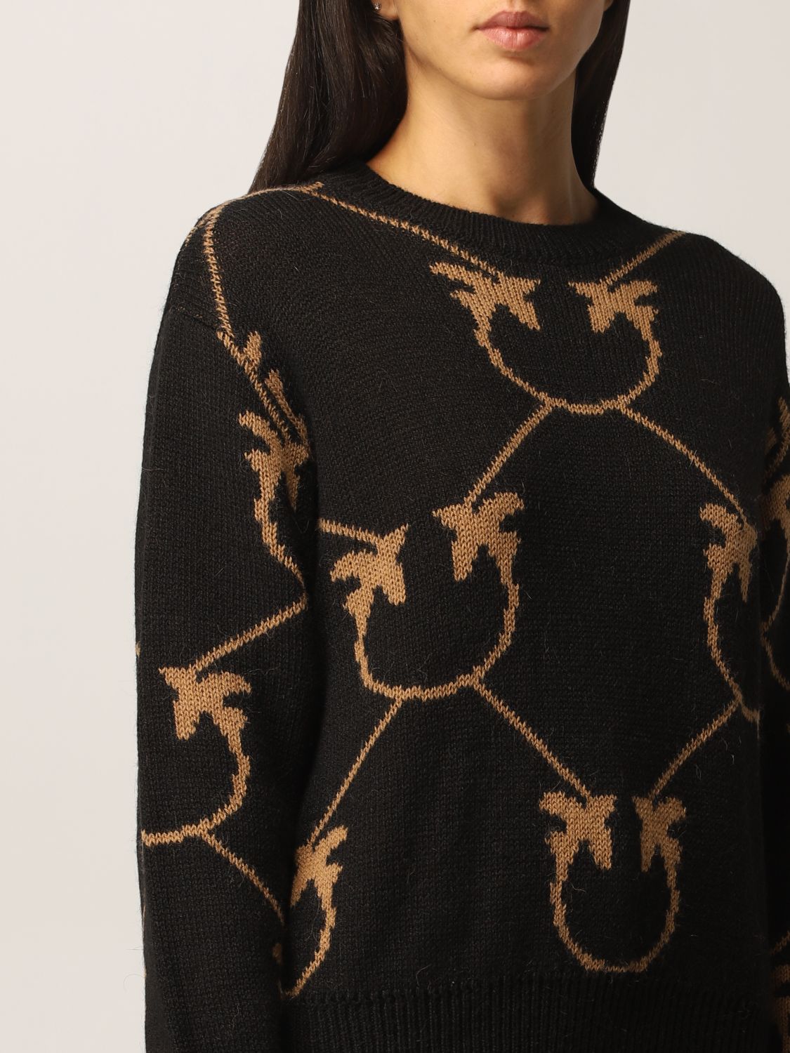 Sweater Pinko: Pinko pullover with all-over Love Birds logo black 3