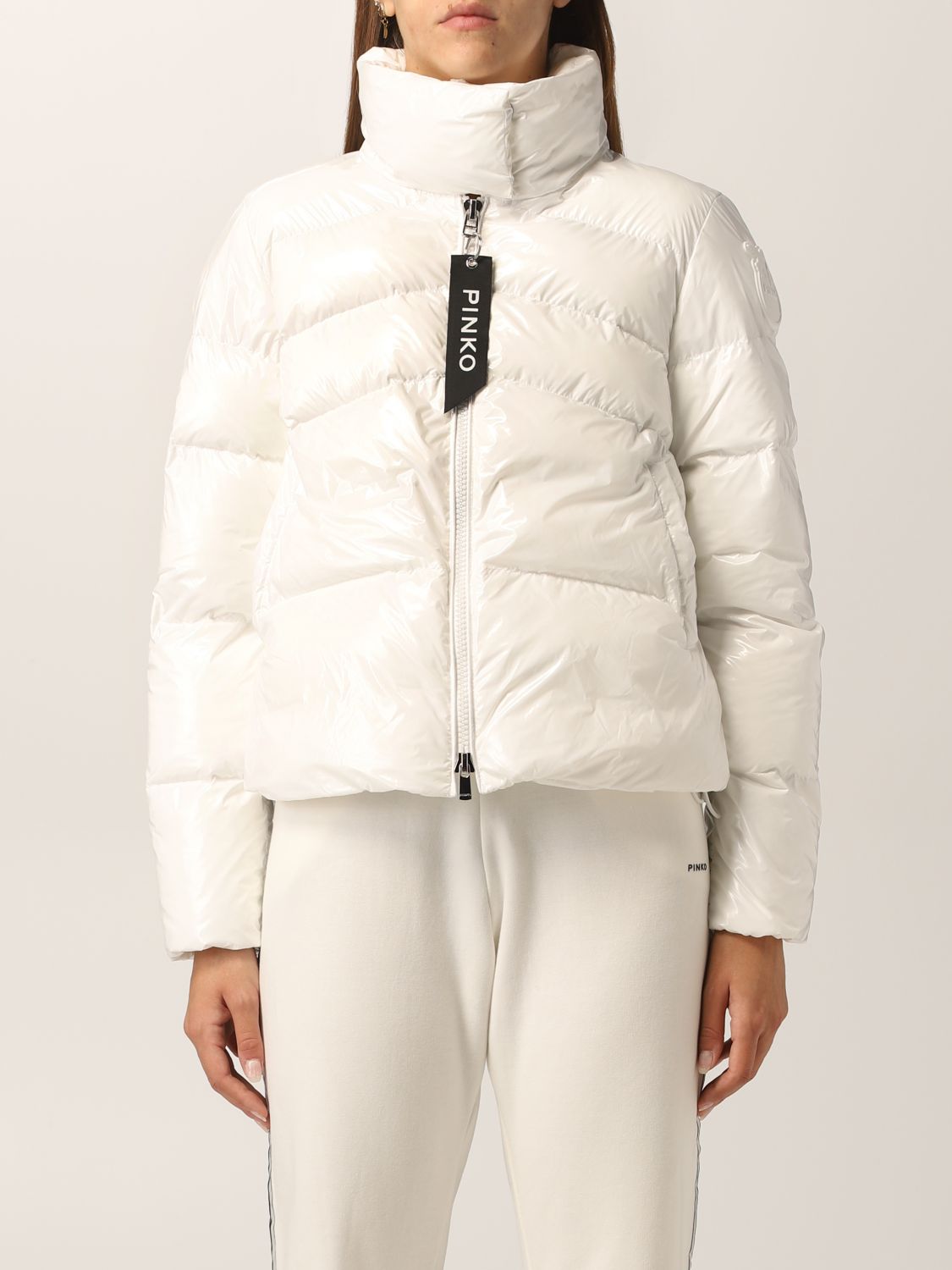 Jacket Pinko: Pinko down jacket in crystal nylon white 1