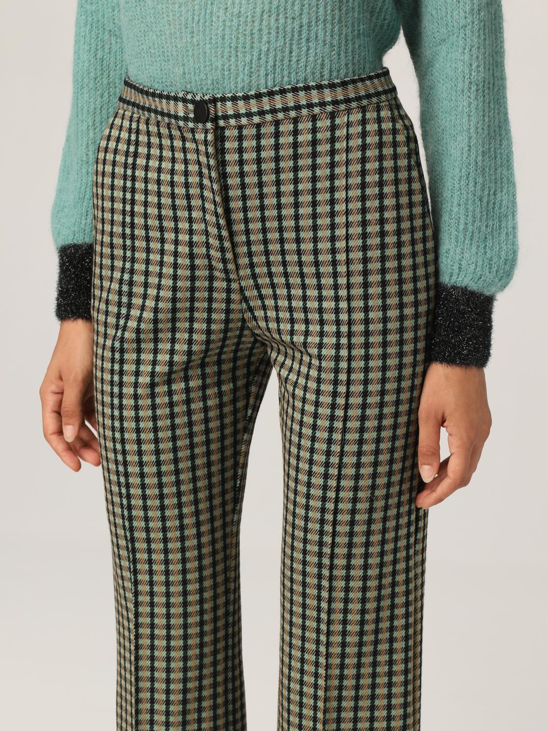 Pinko Outlet: Pantalone Gaio con motivo check - Verde | Pantalone Pinko  1G16PW 8522 GIGLIO.COM