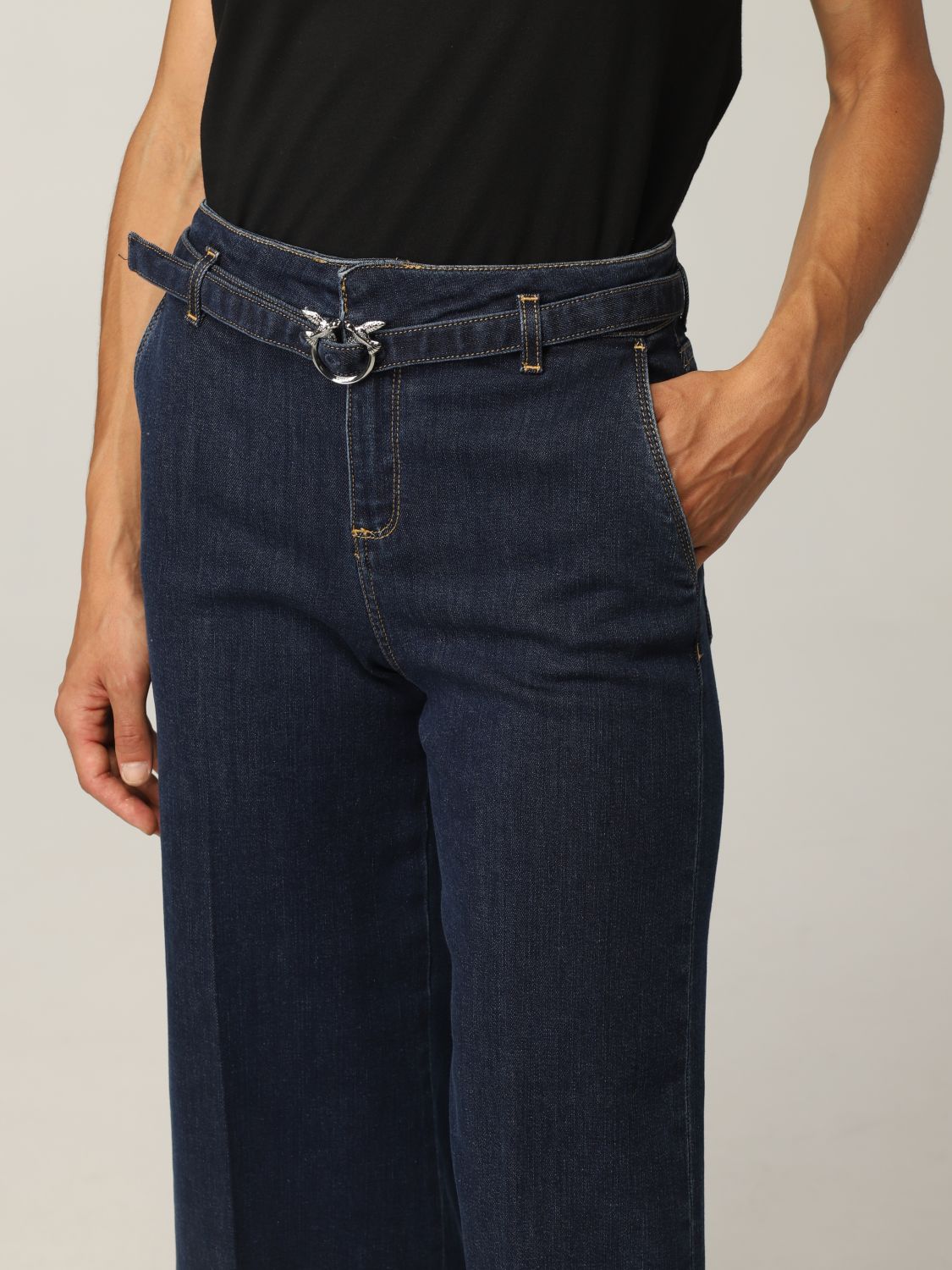 Jeans Pinko: Peggy Pinko jeans with belt and Love Birds buckle black 3