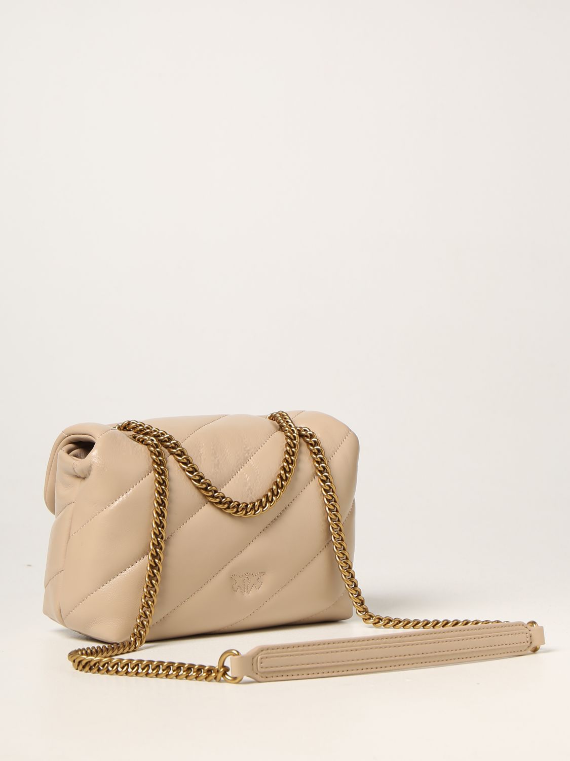 PINKO: Love mini Puff bags maxi quilt in quilted nappa - Beige | Pinko ...