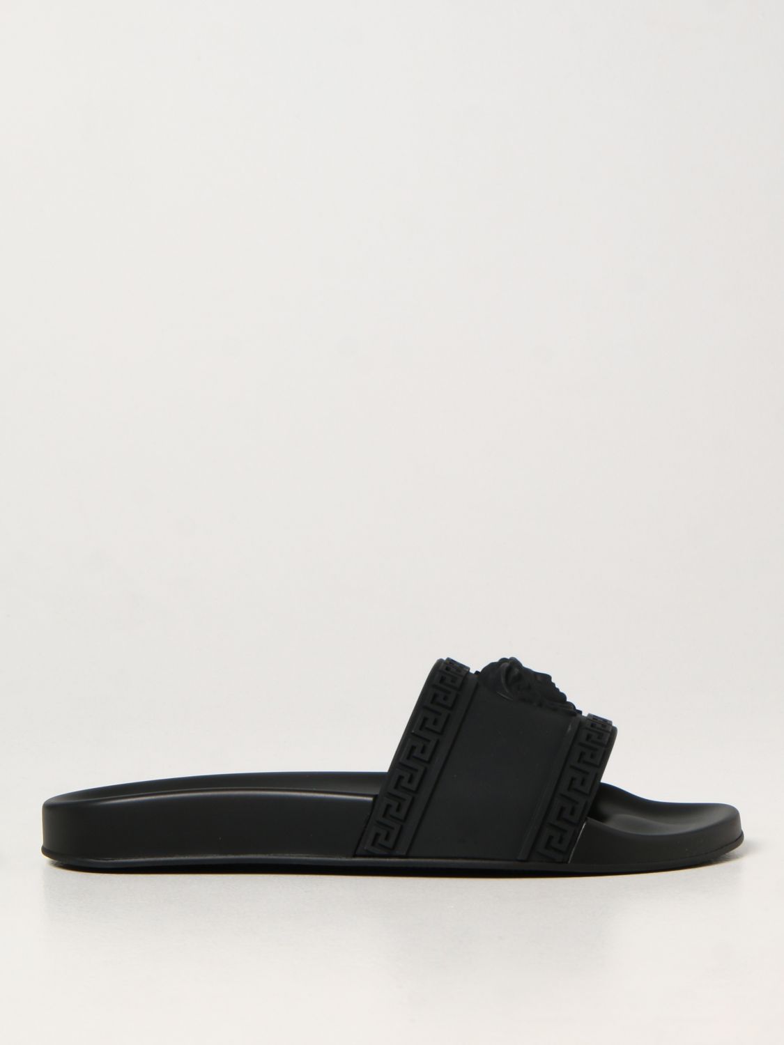 Sandals Versace: Versace palace sandal in rubber with medusa head black 1