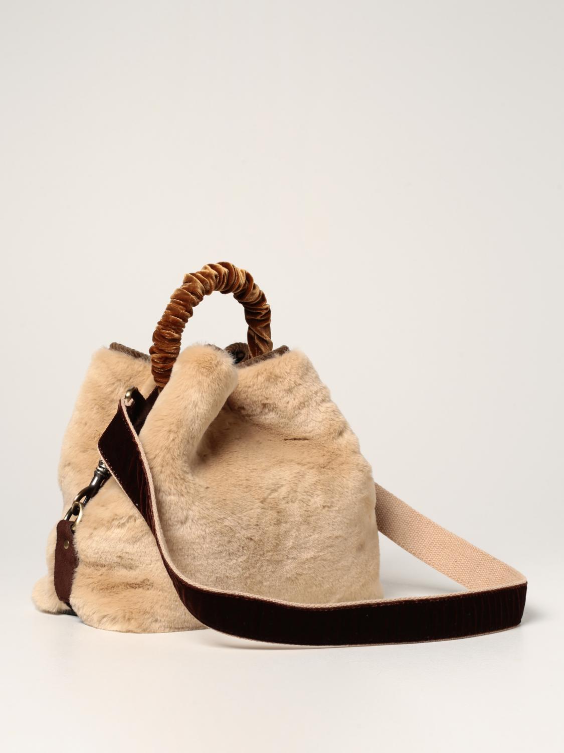 VIA MAIL BAG Borsa Zermat Fake in pelliccia sintetica Avorio Borse