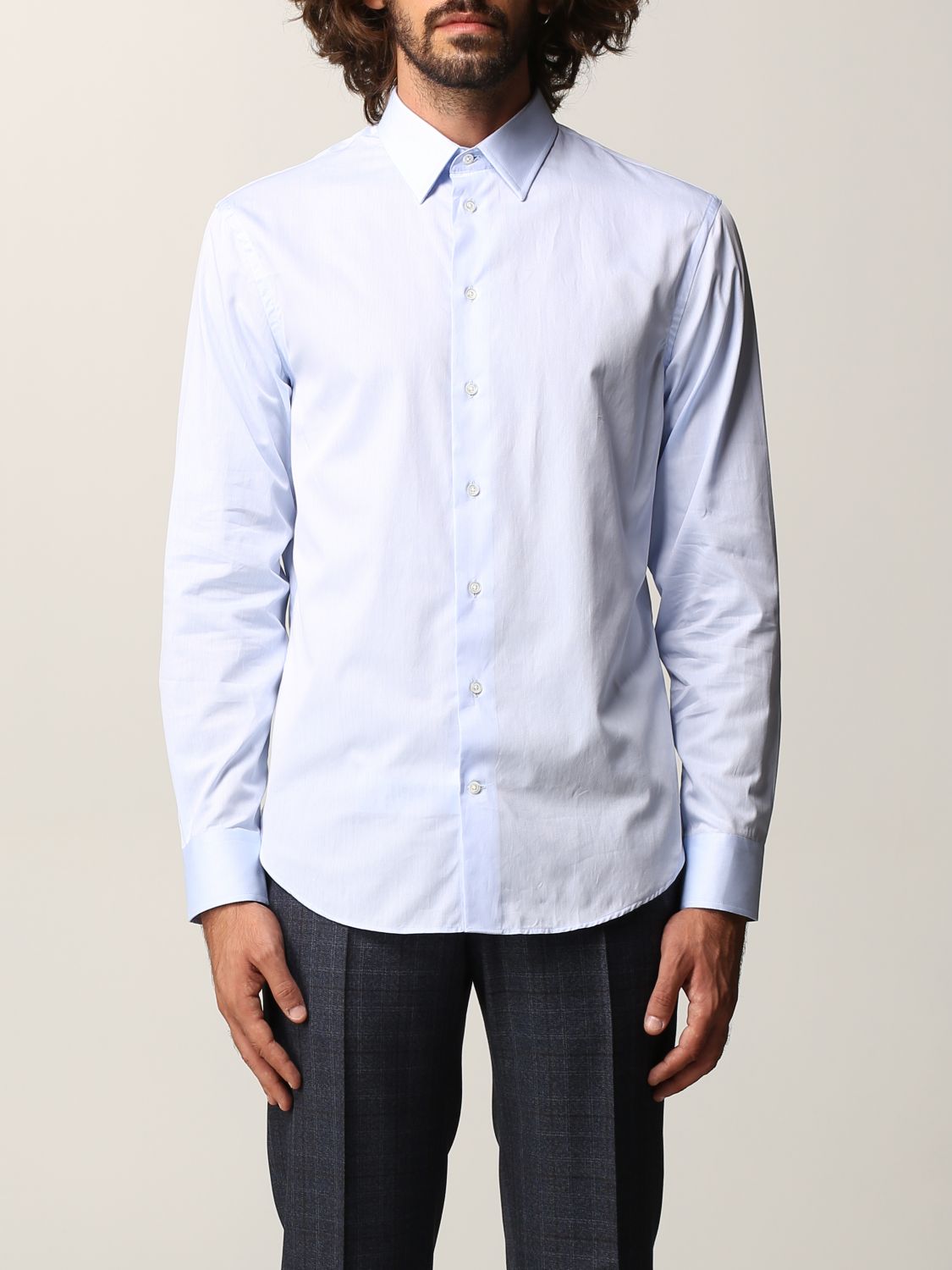 EMPORIO ARMANI: cotton shirt - Gnawed Blue 1 | Emporio Armani shirt ...