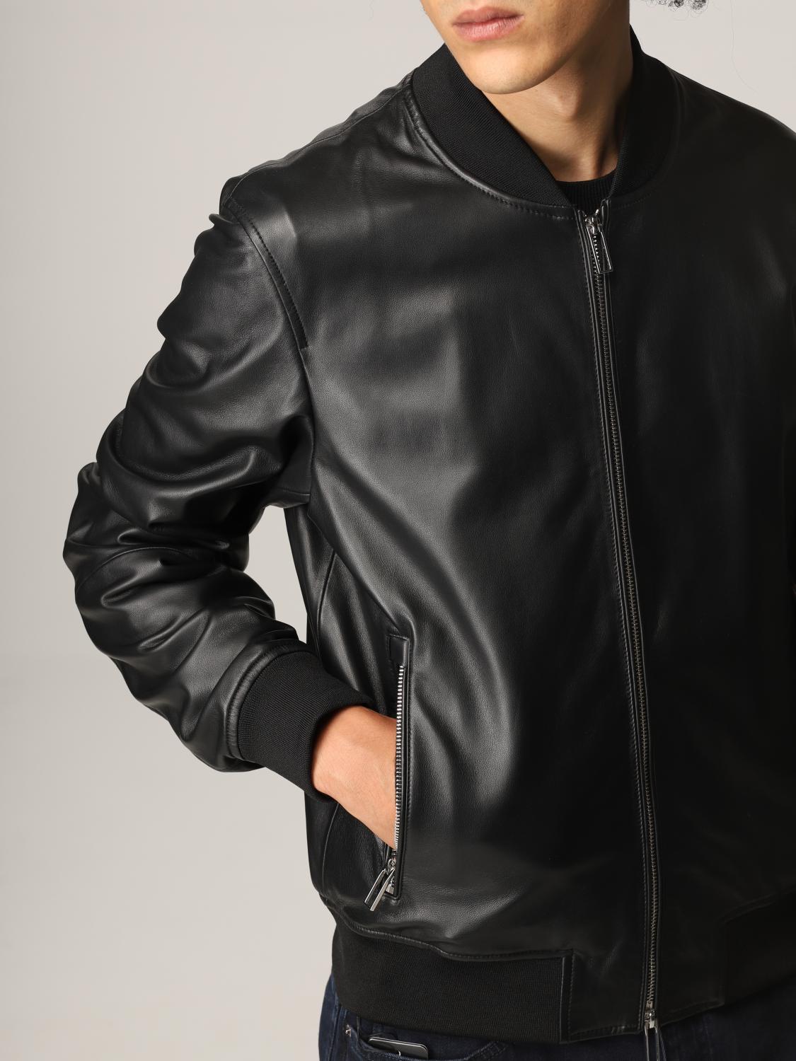 black armani bomber jacket