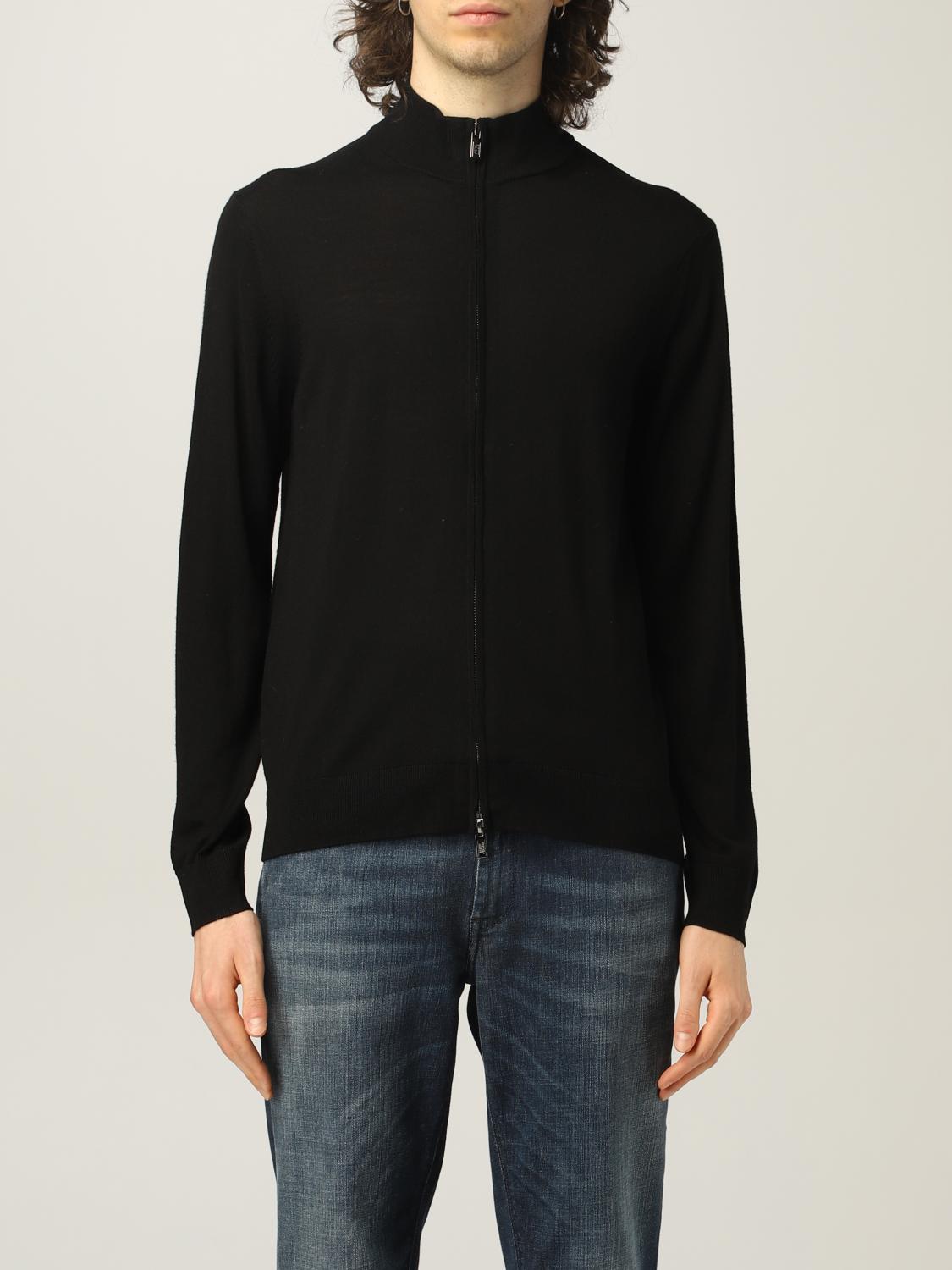 EMPORIO ARMANI: cardigan with zipper in virgin wool - Black | Emporio  Armani cardigan 8N1MUZ 1MJXZ online on 