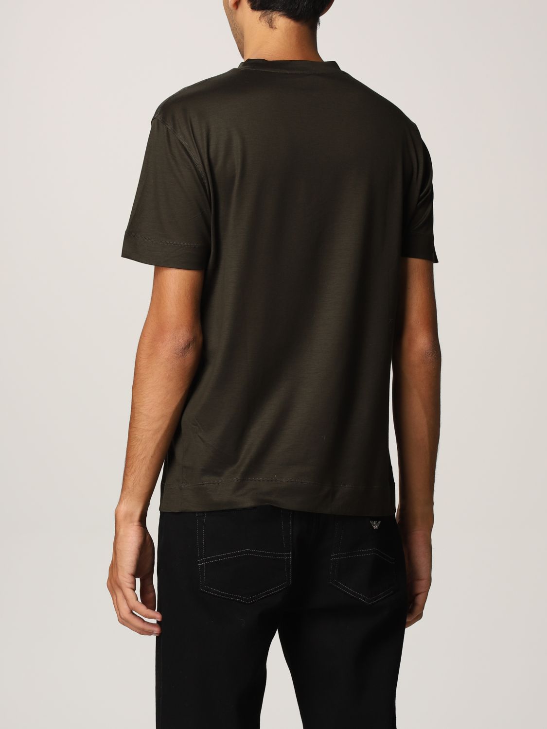 EMPORIO ARMANI: T-shirt in stretch cotton blend - Military | Emporio ...