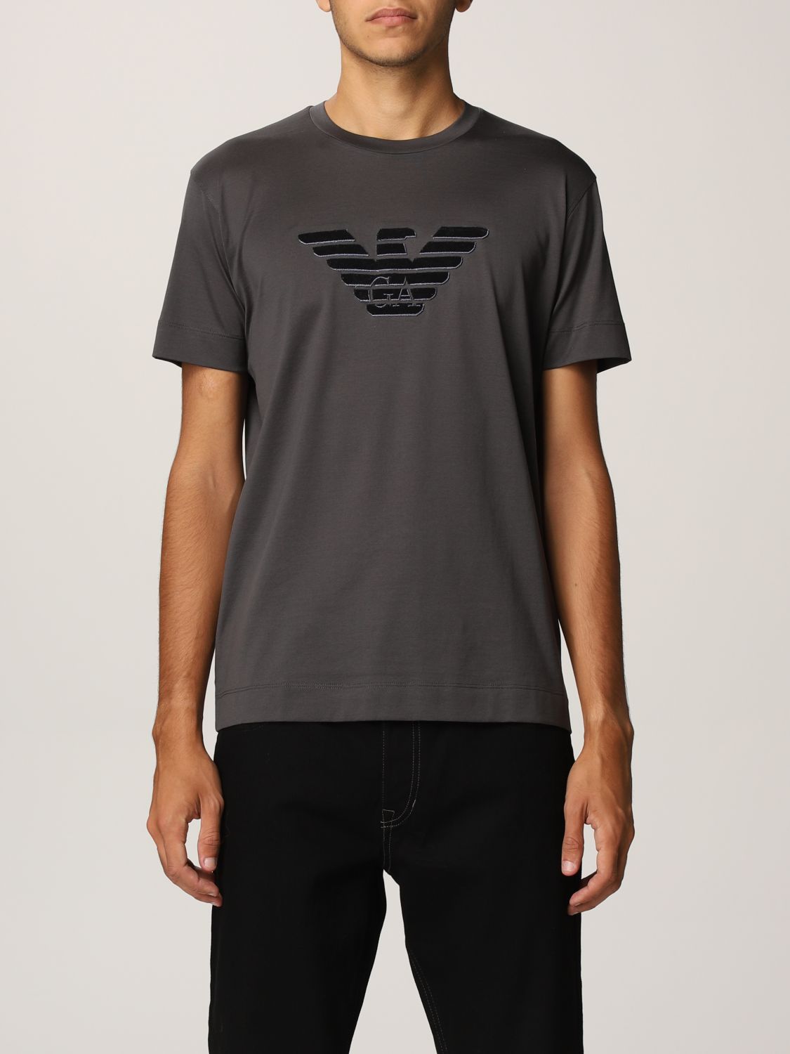 EMPORIO ARMANI: cotton t-shirt with logo - Grey | Emporio Armani t-shirt  6K1TC4 1JSAZ online on 