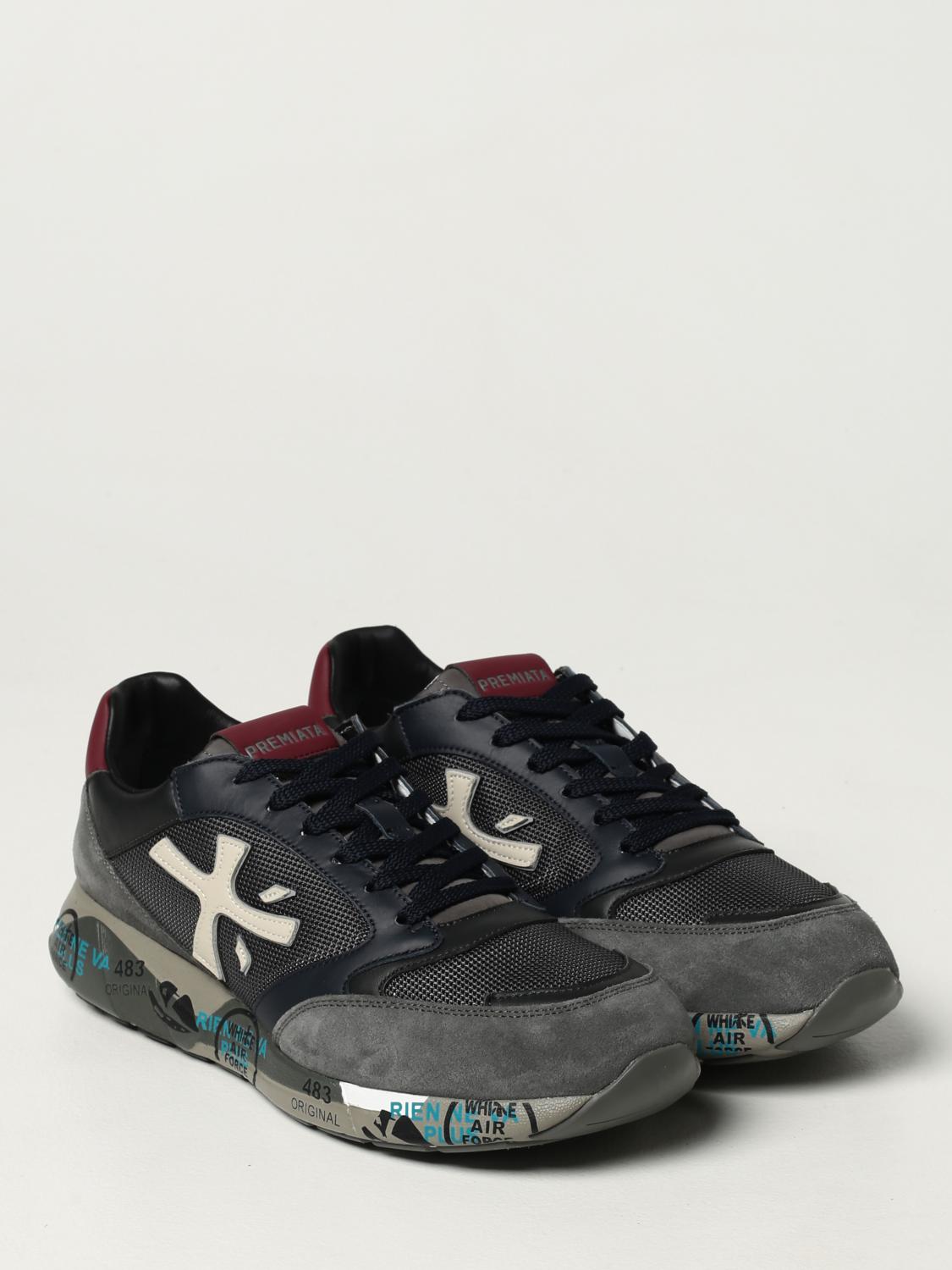 premiata zaczac sneakers in leather suede and mesh sneakers premiata men blue sneakers premiata zaczac 4070 giglio com