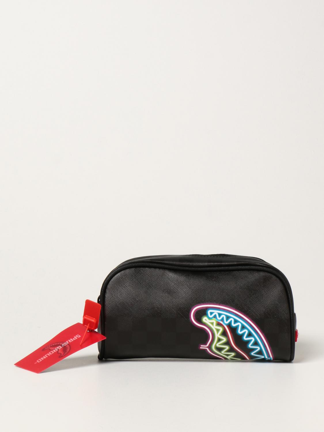 Sprayground Beauty Case In Vegan Leather With Shark Mouth In Black ...