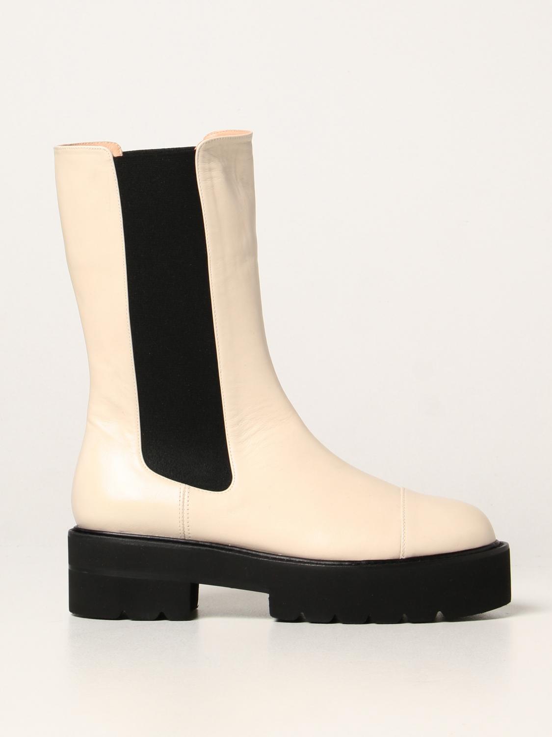 STUART WEITZMAN: Stivale Presley in pelle - Panna | Stivali Stuart Weitzman  S5636 GIGLIO.COM