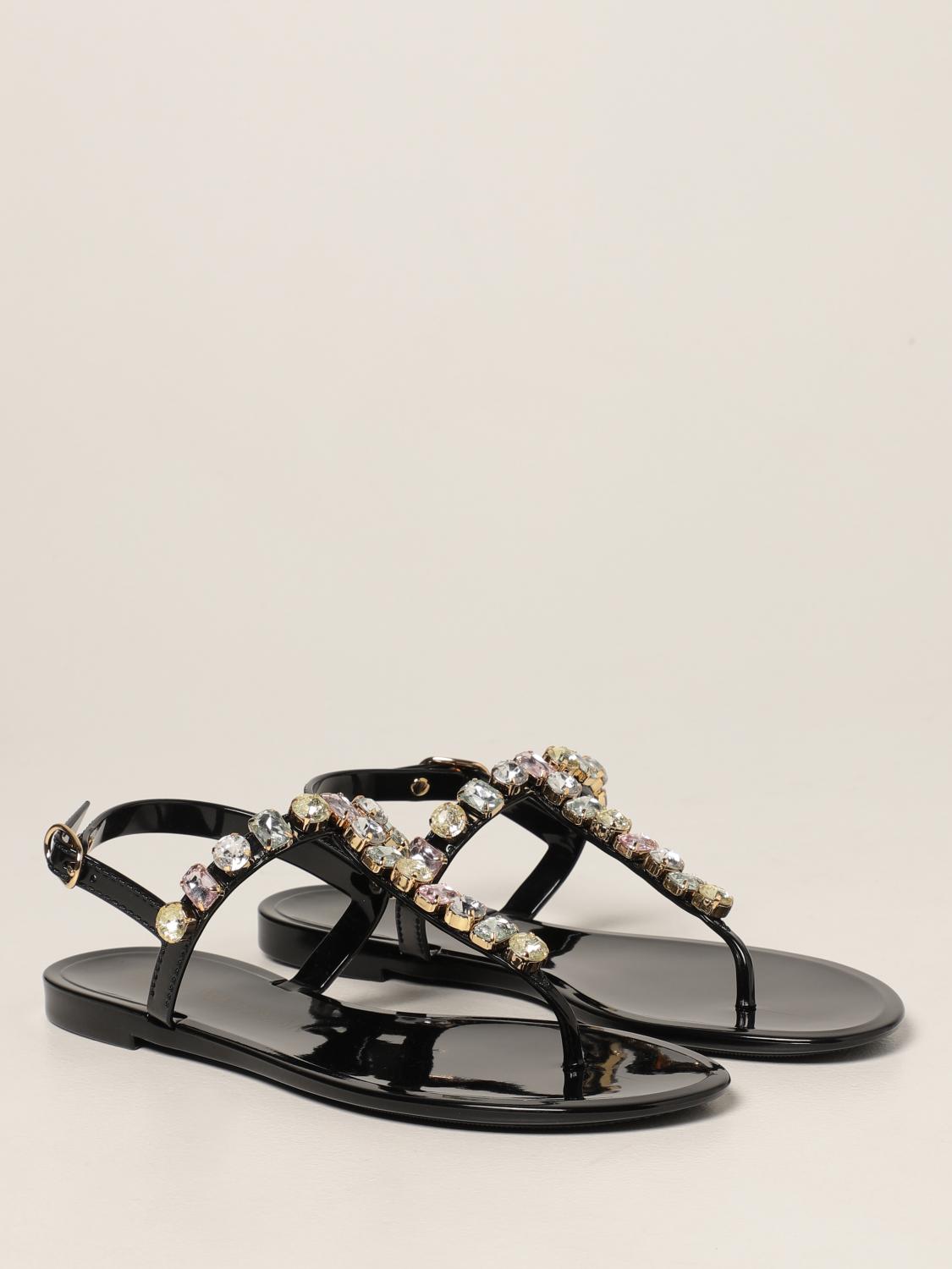 fancy black flat sandals