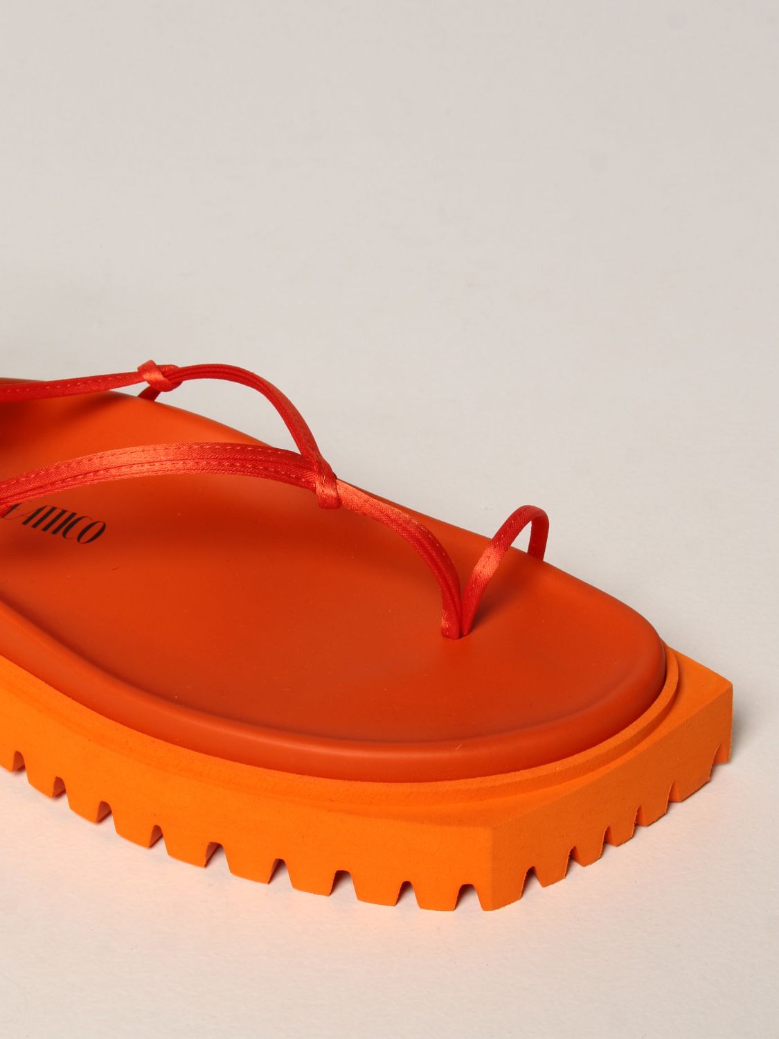 Босоножки без каблука The Attico: Обувь Женское The Attico оранжевый 4