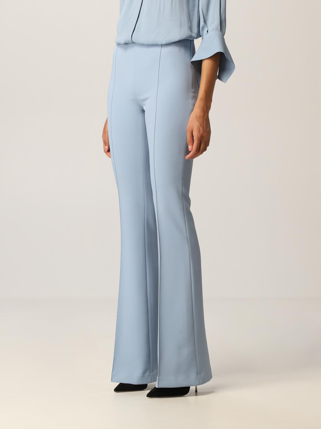 Elisabetta Franchi Outlet: Pantalone in crepe stretch - Azzurro | Pantalone  Elisabetta Franchi PA39216E2 GIGLIO.COM