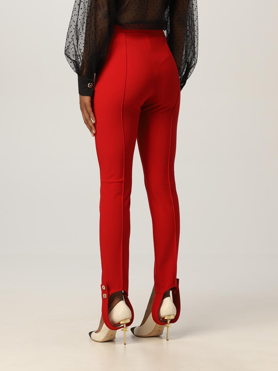 ELISABETTA FRANCHI: Pantalone con ghette - Rubino | Pantalone Elisabetta  Franchi PA01216E2 GIGLIO.COM