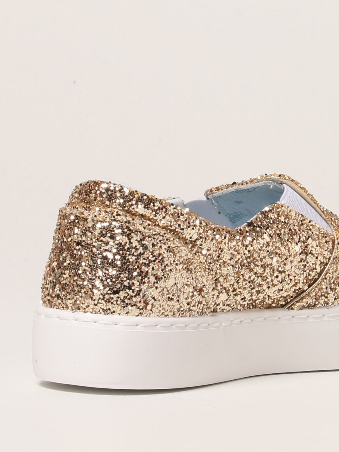 CHIARA FERRAGNI: Eye-Star glitter sneakers - Gold | Chiara