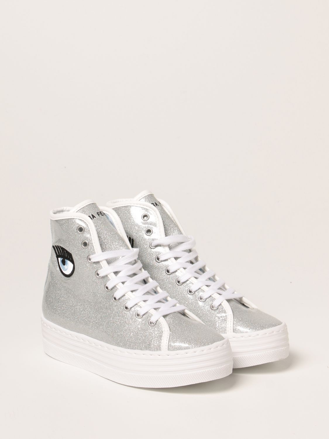 in the meantime Constitution Pacific CHIARA FERRAGNI: glitter sneakers with Eye Flirting logo - Silver | Chiara  Ferragni shoes CFB090 online on GIGLIO.COM