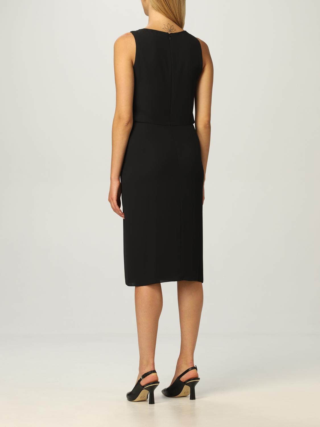 EMPORIO ARMANI: Abito con drappeggio - Nero | Abito Emporio Armani BNA14T  B2300 GIGLIO.COM