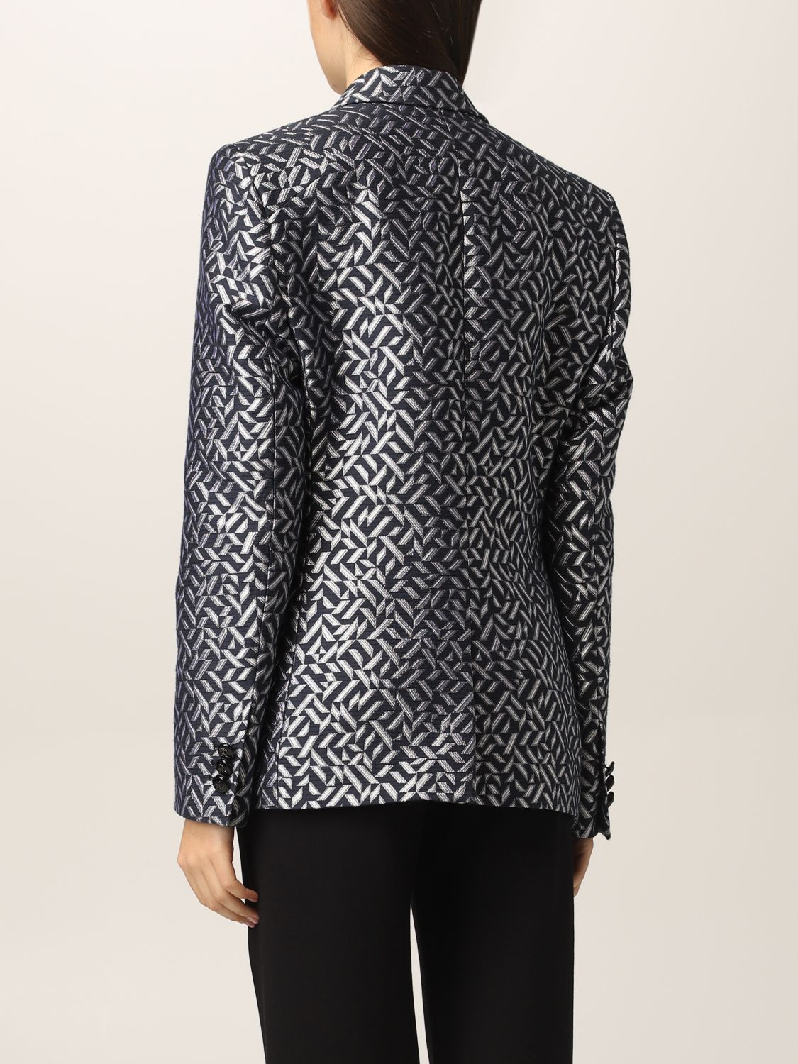 EMPORIO ARMANI: jacquard blazer - Blue | Emporio Armani blazer BNG19T ...