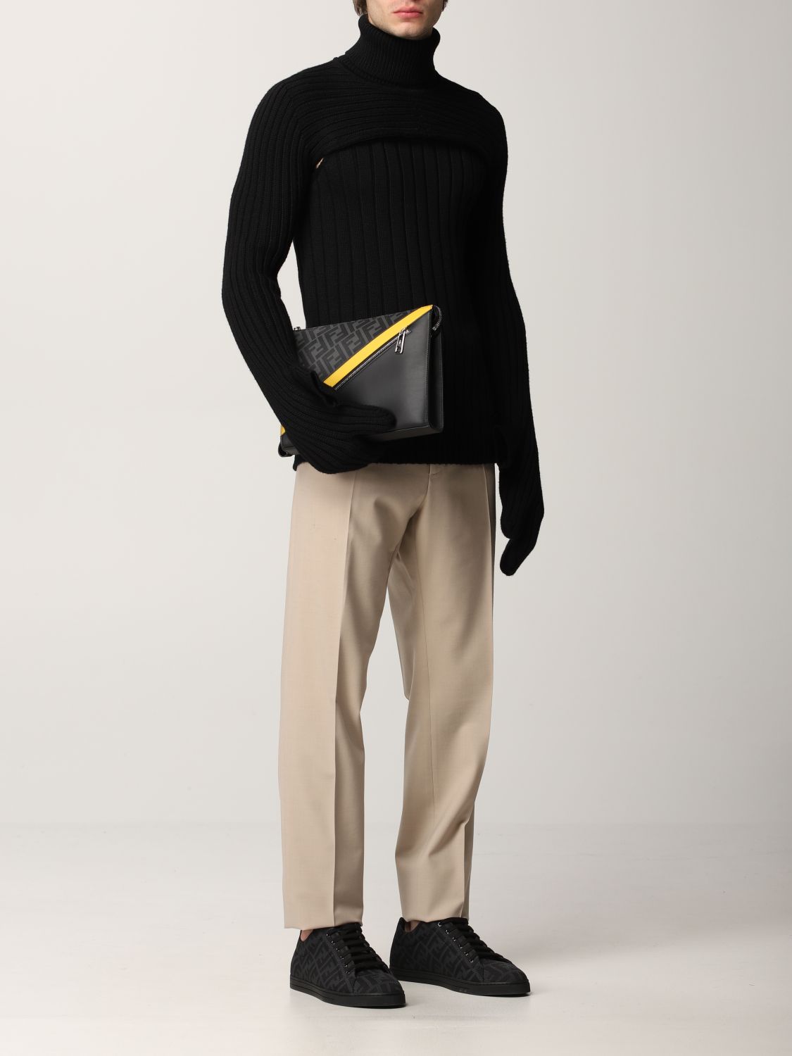 Sweater Fendi: Fendi turtleneck in ribbed wool knit black 2