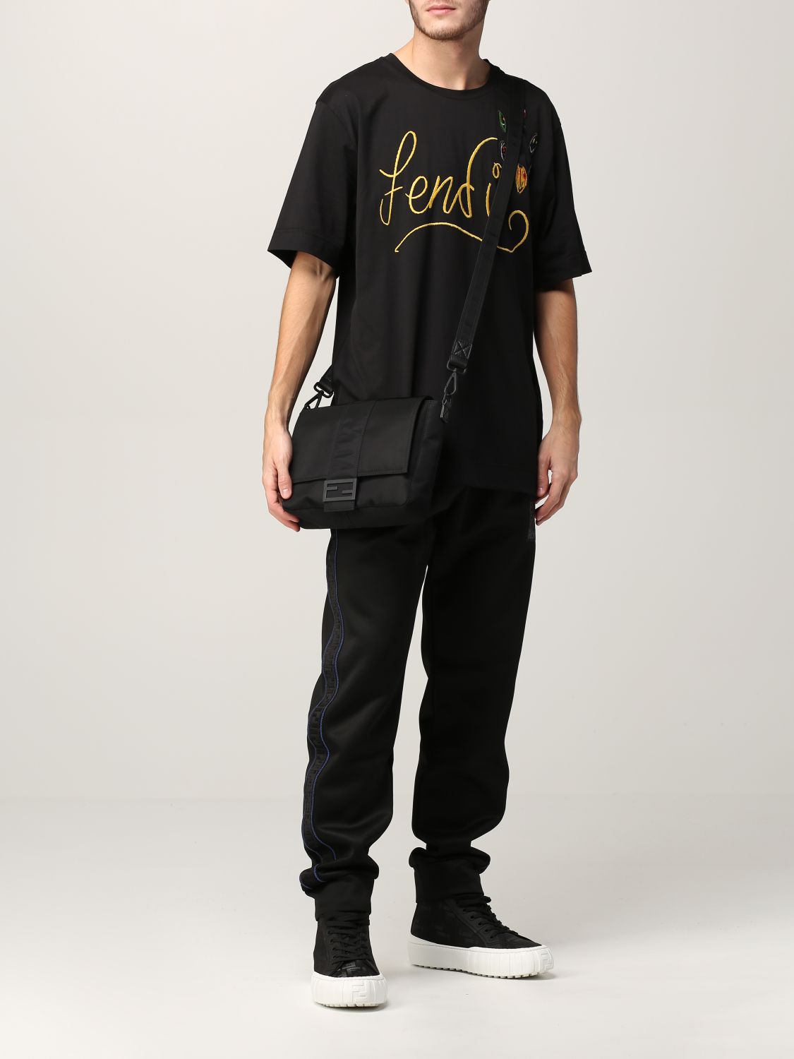 FENDI: T-shirt men T-Shirt Fendi Men Black T-Shirt FY0936 AH13 GIGLIO.COM