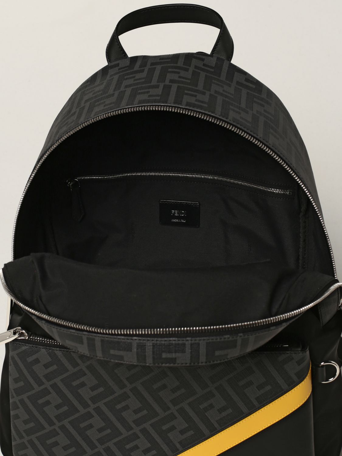 Fendi backpack in canvas with FF motif and leather