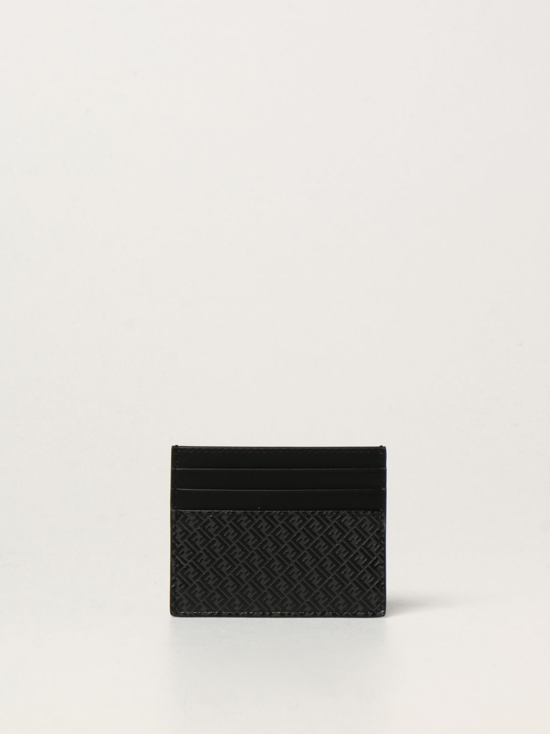FENDI: credit card holder in leather FF logo | Wallet Fendi Men Black | Wallet Fendi 7M0164 AGLP GIGLIO.COM