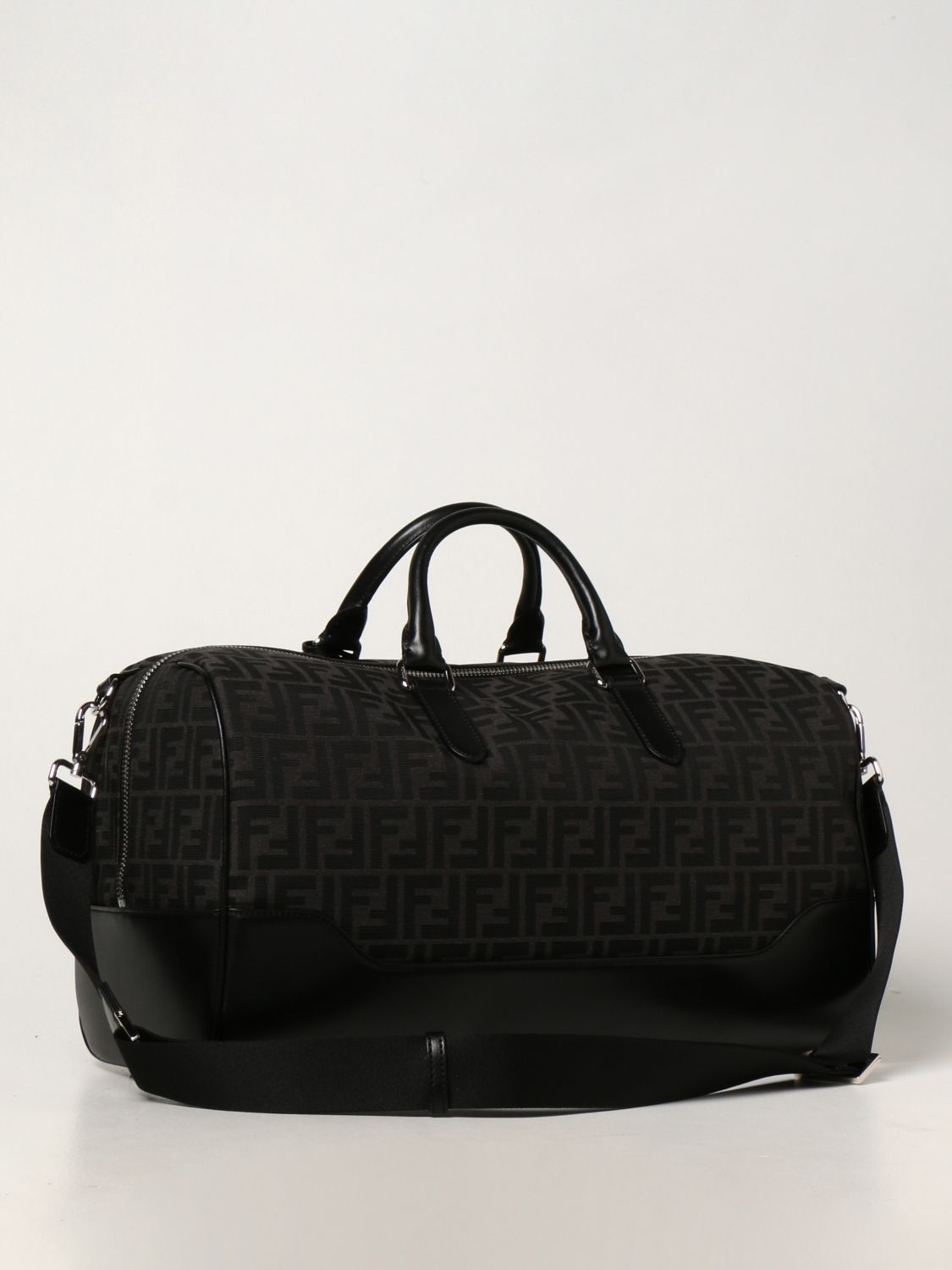 Travel bag Fendi: Fendi duffle bag in canvas with FF motif and leather black 3