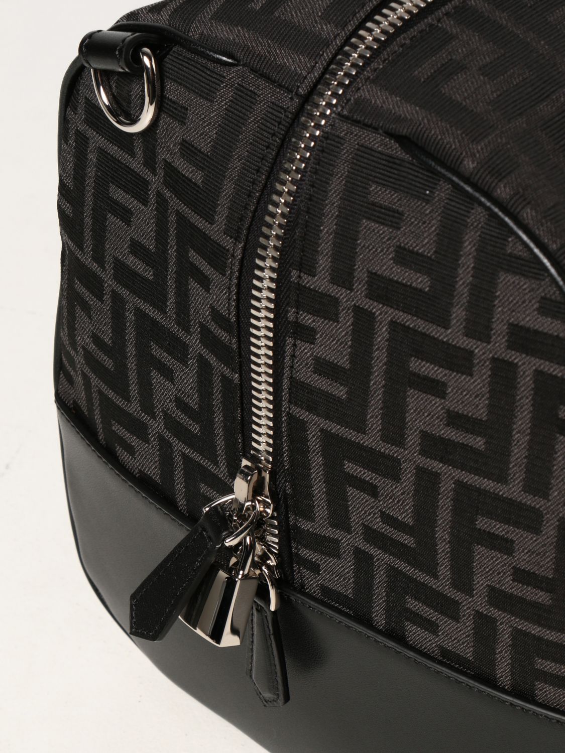 Travel bag Fendi: Fendi duffle bag in canvas with FF motif and leather black 4